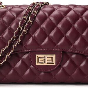 Quilted Leather Crossbody Bags for Women Trendy Ladies Shoulder Purse Satchel Ha